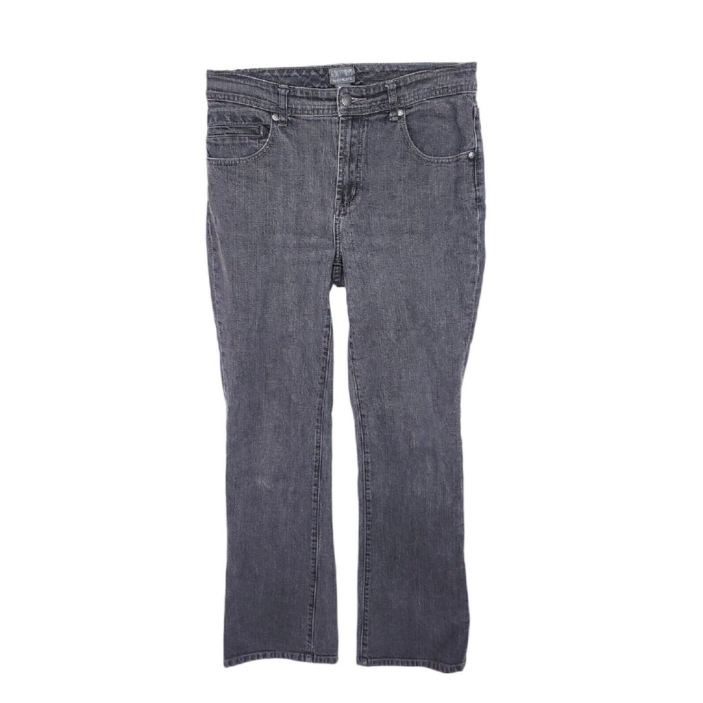 Chicos Additions Jeans Womens 6 Vintage Flared High Stretch Gray Dark Y2K 0.5